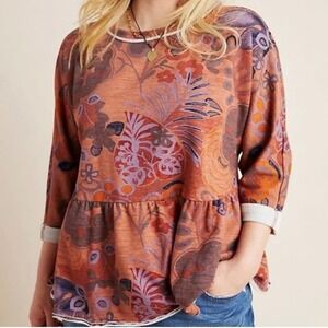 Anthropologie Saturday Sunday Colleen‎ Baby Doll Sweatshirt Floral Small